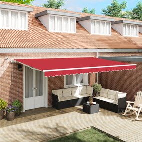 vidaXL Marchiză retractabilă automată cu LED roșu 500x300 cm
