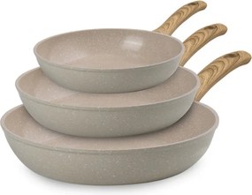 Set 3 tigai Royalty Line RL-FM3, 20/24/28 cm, Acoperire din marmura, Inductie, Crem