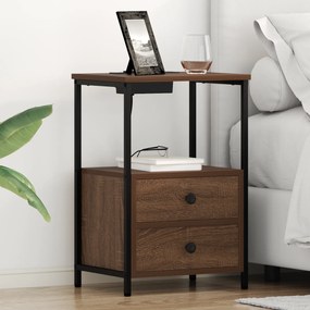 vidaXL Cabinet de noptiere cu stație de încărcare 2 pcs Stejar brun