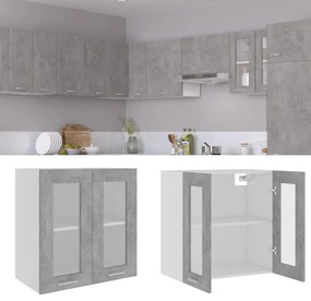 vidaXL Dulap de sticlă suspendat “Lyon” gri beton 60x31x60 cm