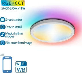 Plafonieră LED RGBW dimabilă Aigostar LED/19W/230V 2700-6500K Wi-Fi