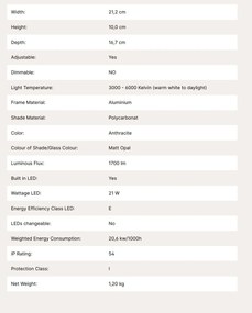 Aplica LED de exterior reglabila IP54 GINGE antracit