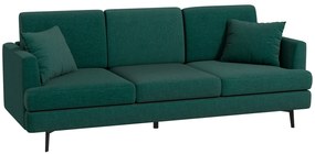 HOMCOM Canapea cu 3 locuri pentru living, canapea din material textil cu 2 perne, verde | Aosom Romania