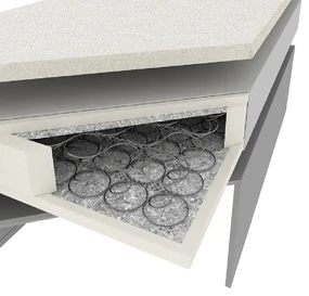 Pat boxspring, pat de o persoană, gri, 90x200, stânga, AMIS