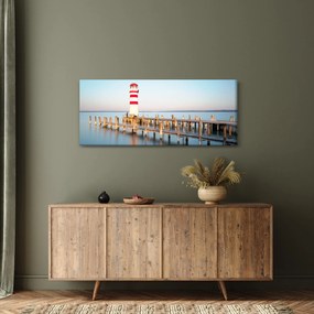 Tablou cu far la răsărit de soare (120x50 cm)