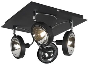 Spotlight de design negru cu 4 lumini reglabile - Nox