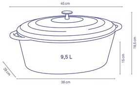 Oală ovală din fontă cu capac Kela Calido, lățime 36 cm, roșu