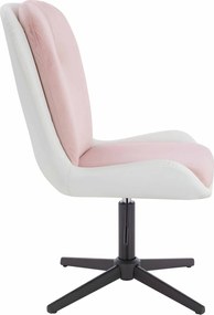 HR690CROSS Scaun Velvet&amp;soft Piele Pu Roz Pudră/Alb Bază Neagră