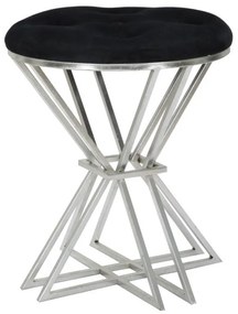 Taburet negru / argintiu din catifea si metal, ø 40 cm, Oslo Mauro Ferreti