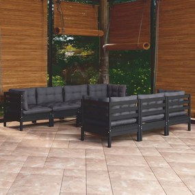 3096164 vidaXL Set mobilier de grădină cu perne, 8 piese, lemn masiv de pin
