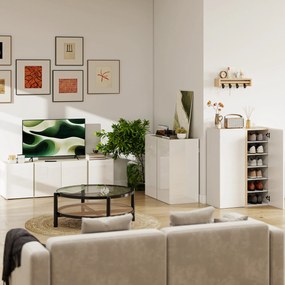 HOMCOM Bufet cu finisaj lucios, mobilier de depozitare cu 2 uși cu închidere amortizată și raft reglabil, 80x40x80cm, alb | Aosom Romania