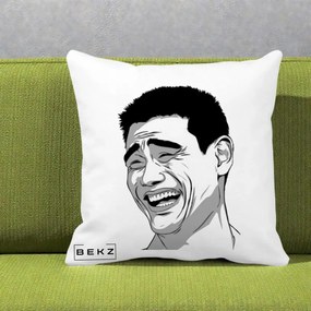 Perna Decorativa Yao Ming Meme, 40x40 cm, Alba Mata, Husa Detasabila, Perna Inclusa, BEKZ®
