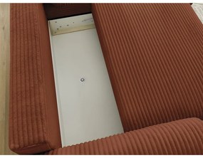 Colțar cărămiziu extensibil cu tapițerie din catifea reiată (cu colț pe partea dreaptă) Lucien – Bobochic Paris