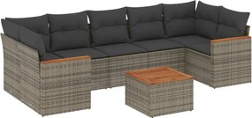 vidaXL Set canapele de grădină cu perne, 8 piese, gri, poliratan