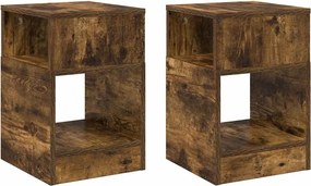 vidaXL Masă laterală 2 pcs Stejar fumuriu 30,5 x 30 x 45 cm