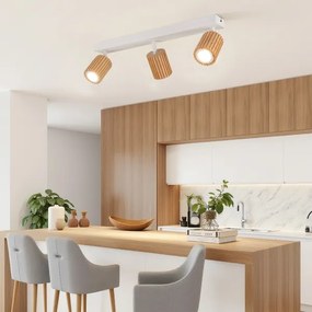 Brilagi - Spot MODERN WOOD 4xGU10/8W/230V lemn de cauciuc/alb