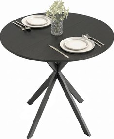 HOMCOM Masă Rotundă de Dining în Stil Industrial cu Picioare în Cruce din Oțel, Ø80x75 cm, Negru | Aosom Romania