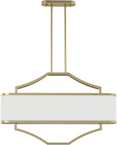 Lustra din metal auriu satinat si tesatura alb crem Gerdo Oval