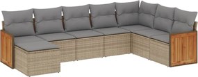 vidaXL Set canapele de grădină, 8 piese, cu perne, bej, poliratan