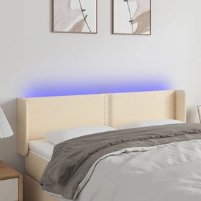 vidaXL Tăblie de pat cu LED, crem, 147x16x78/88 cm, textil