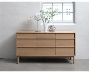 Comodă joasă cu aspect de lemn de stejar 75x140 cm Ponza – Unique Furniture