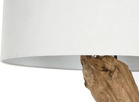 Lampadar din lemn de tec lucrat manual, natur, cu picior sculptat și raft din metal negru, finisaj natural, 200 x 75 x 75 cm, „Valencay”