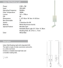 Aplica LED de perete stil minimalist Mija alba