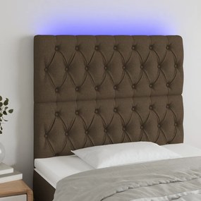 Tablie de pat cu LED, maro inchis, 90x7x118 128 cm, textil 1, Maro inchis, 90 x 7 x 118 128 cm
