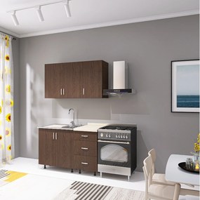 Bucatarie 120 cm Lungime, Material PAL 18mm, Culoare Wenge, Blat termorezistent 2.8 cm Grosime