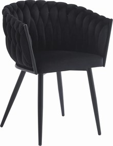 Fotoliu de masa ORION VELVET din catifea cu picioare negre, negru