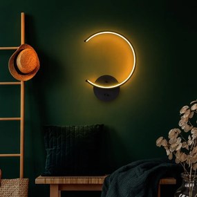 Aplică de perete neagră LED ø 10 cm Moon – Opviq lights