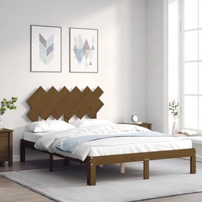 3193724 vidaXL Cadru de pat cu tăblie, maro miere, 120x200 cm, lemn masiv