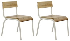 443092 KidsDepot Masa  Set scaune "Original", 2 buc., alb, lemn de mango