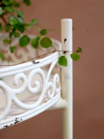 Etajera, alba, din metal, cu 3 rafturi, aspect vintage