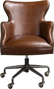 Scaun de birou pivotant design LUX, Piele Naturala, Dark brown