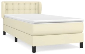 3127297 vidaXL Pat box spring cu saltea, crem, 100x200 cm, piele ecologică