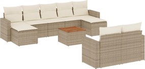 vidaXL Set canapele de grădină cu perne, 10 piese, bej, poliratan