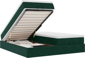 vidaXL Cadru de pat otoman cu saltele Verde închis 200x200cm catifea