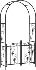 Outsunny Arc de Grădină cu Poartă și Grilaj pentru Plante Cățărătoare, 2,2x1 m, Negru | Aosom Romania