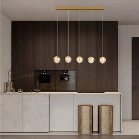 Lustra cu 5 pendule LED ALICIA auriu