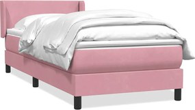 vidaXL Pat box spring cu saltea, roz, 100x220 cm, catifea