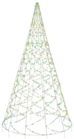 Brad de Craciun pe catarg, 1400 LED-uri, multicolor, 500 cm 1, Multicolour, 500 x 160 cm, Becuri LED in forma zigzag