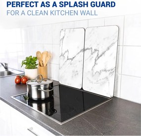 Set 2 protecții din sticlă pentru aragaz Wenko Marble, 52 x 30 cm