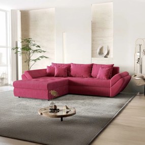Colțar extensibil dumonde cu ladă de depozitare si sezut confortabil din spuma high-density, Loana Zoom Red 270x185 cm