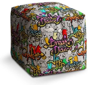 Taburet Cube graffiti, colorat
