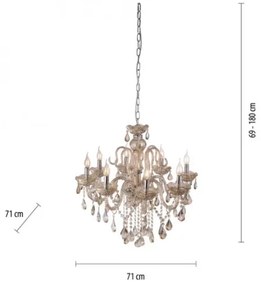 Lustră de cristal pe lanț Paul Neuhaus 3081-97 GRACIA 8xE14/40W/230V aurie