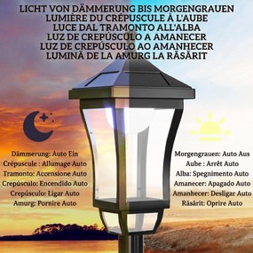 Outsunny Felinar Lumină Stradală cu Autonomie de 6 h și Ancorare la Sol, Lumina Stradală Solară, 15x15x127 cm, Negru | Aosom Romania