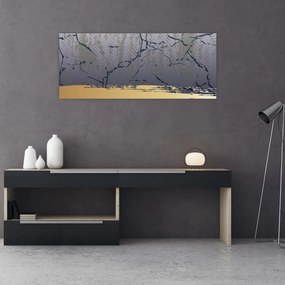 Tablou - Albastru și aur abstracție N⁰1 (120x50 cm)