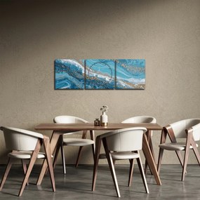 Tablou - Marmură bleu cu aur I. (cu ceas) (90x30 cm)