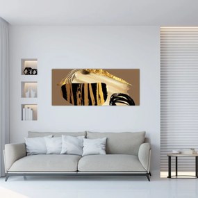 Tablou - Abstracție maro auriu N⁰2 (120x50 cm)